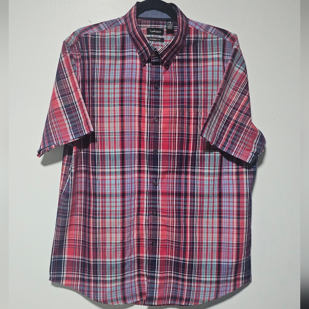 Van Heusen Multicolor Plaid Button Down Shirt
